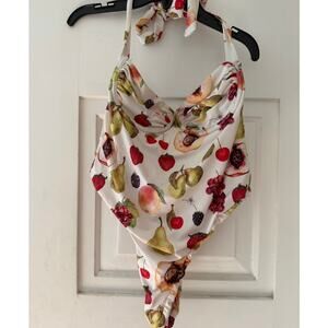 Besos Biquinis Las Frutas Ruched one piece in white size M / brazilian swimsuit